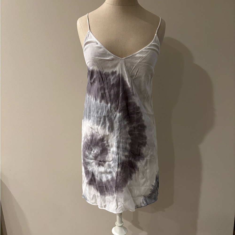 Aritzia Tie-Dye Slip Dress in Gray and White